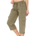 thumbnail image 1 of Mohiass Pantalon Cargo Capris pour Femmes Randonnée Léger Séchage Rapide Été Extérieur Décontracté Voyage avec Poches Vert Armée P, 1 of 4