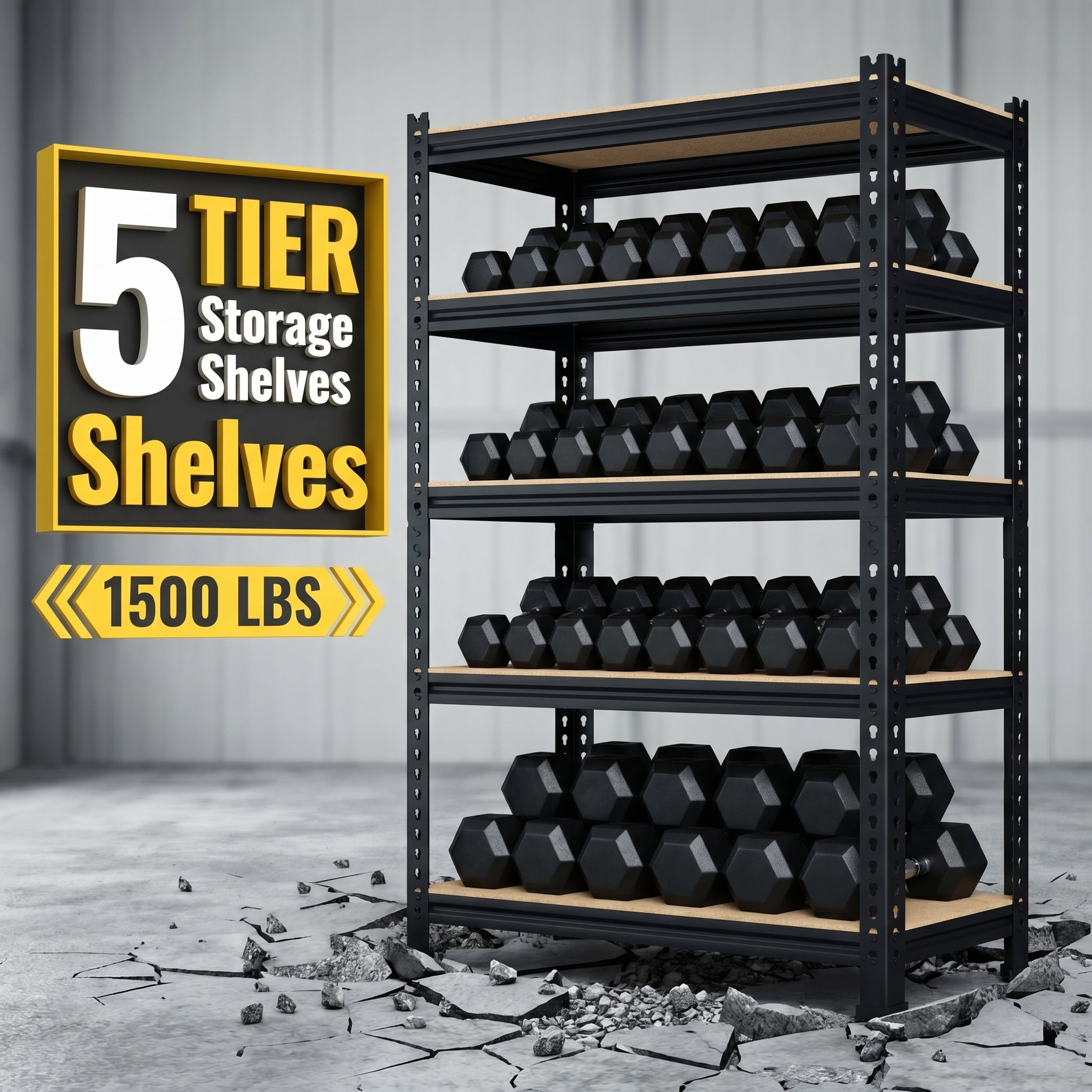 Prilinex Storage Shelves Metal 5 Tier Garage Shelving Heavy Duty 28"W x 12"D x 59"H Adjustable Shelving Unit for Garage Utility Rack Shelf for Basement Pantry Closet
