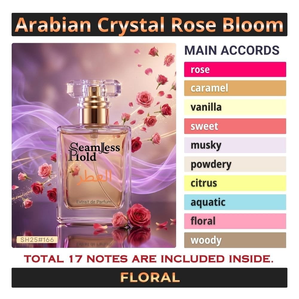 Seamless Hold Arabian Crystal Rose Bloom Rose Caramel Vanilla Musk Perfume for Women Parfum | Inspired Luxury Fragrance | Long-Lasting Scent - 1 oz (30 ml)
