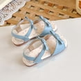 thumbnail image 6 of Viluyesy Girls Sandals Kids Summer Open Toe Daisy Flower Bow Hook and Loop Strap Flat Princess Shoes Light Blue Size 9 Toddler, 6 of 7