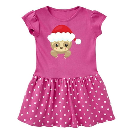 

Inktastic Christmas Sloth Sloth With Santa Hat Cute Sloth Gift Toddler Girl Dress