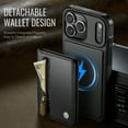 thumbnail image 5 of TECH CIRCLE For Apple iPhone 15 Pro Max PU Leather Protective Case with Card Pocket, Magnetic Detachable Walle Back Covert, Cash Slot, Anti-Scratch, Shock-Absorbent, Qi Wireless Compatible,Black, 5 of 12