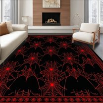 Flatwoven High Traffic Area Rug, Enchanting Seasonal Web Aesthetic, Non Slip, Stain Resistant, Washable Area Rugs for Living Room, Bedroom(Black, 4X6)