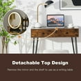 thumbnail image 5 of Gymax Vanity Table Set Lighted Mirror Storage Drawer Shelf Cushion Stool Rustic Brown, 5 of 9