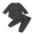 thumbnail image 3 of MesaSe Newborn Infant Baby Ribbed Pajamas Set Long Sleeve Ranibown Romper Pants Autumn Outfits Clothes Light Coffee 12-18 Month, 3 of 5