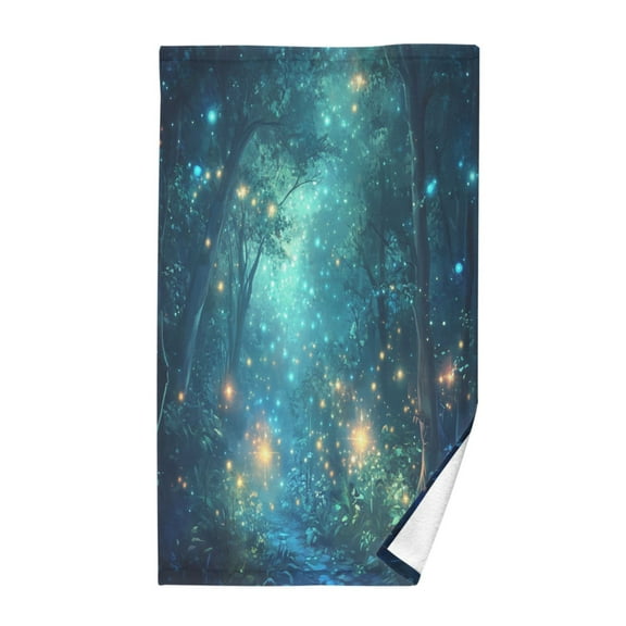 Yayeee 100% Cotton Hand Towels for Bathroom 16" x 28" Soft Absorbent Kitchen Towel, Magical Forest Glowing Lights