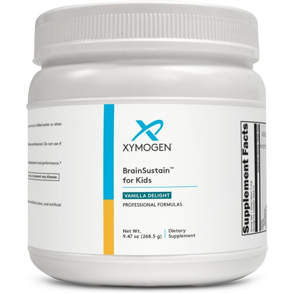 XYMOGEN BrainSustain for Kids - N-Acetyl-L-Cysteine, Alpha Lipoic Acid and DHA for Kids Focus Support - Brain Supplements for Memory and Focus - Non-GMO, Gluten, Soy   Dairy-Free (9.47 oz)