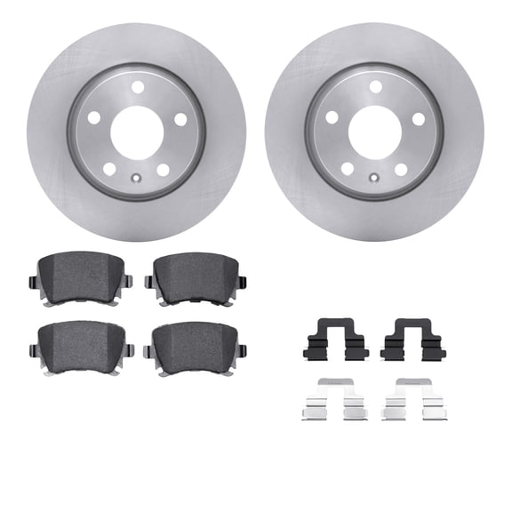 Dynamic Friction Company Rear Brake Rotors with 5000 Euro Ceramic Brake Pads includes Hardware 6612-73201