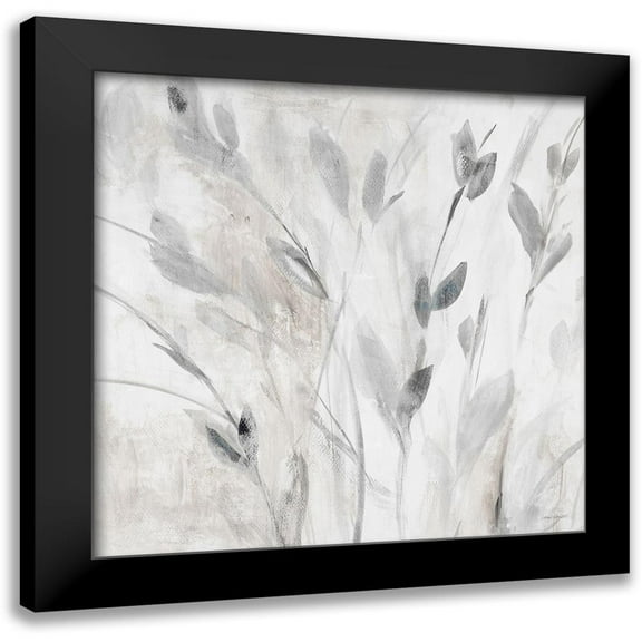 Loreth, Lanie 20x20 Black Modern Framed Museum Art Print Titled - Gray Misty Leaves Square I