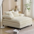 thumbnail image 4 of Aukfa Oversized Chaise Lounge Adjustable Backrest Sofa Chair Bed, Dual Layer Cushions, 3Pillows, Beige, 4 of 11