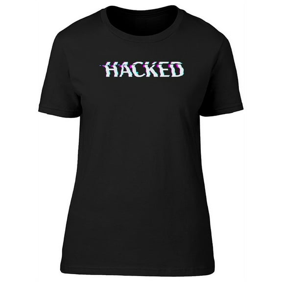 Graphic Hacked Glitched Effect T-Shirt Women -Image by Shutterstock, Female x-Large
