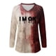 thumbnail image 3 of MHFRRA Camiseta de Manga Larga con Estampado de Manchas de Sangre para Mujer, Estilo Informal, para Fiesta de Halloween, con Cuello Alto, para Primavera, Verano y Otoño. Sandía Roja, 3 of 3