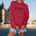 thumbnail image 2 of Tunics for Women 2025 Winter Fall Loose Crewneck Long Sleeve Bell Drop Shoulder with Pocket Floral Leisure Cotton Top Pullover( Red,S), 2 of 5