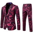 thumbnail image 2 of RKSTN 2PC Men's Tuxedo Suits Turndown Collar Single Breasted Button Printed Dress Suit Set Mens Oversized Lapel Slim Fits Print Blazer Jacket and Pant 2 Piece Set Wedding Performance Prom Dress Set, 2 of 10