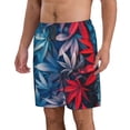 thumbnail image 2 of Cauagu Red And Blue Leaves Print Men's Swim Trunks,Hawaiian Bathing Suit Swimsuits Beach Shorts with Pockets for Men Quick Dry Swimming Board Shorts-3X-Large, 2 of 6