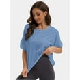 thumbnail image 4 of Summer Tops Womens Solid T Shirts for Women Loose Shirts Basic Tee, 4 of 6