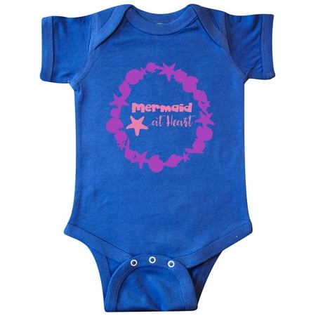 

Inktastic Mermaid At Heart Seashell Starfish - Pink Purple Gift Baby Girl Bodysuit