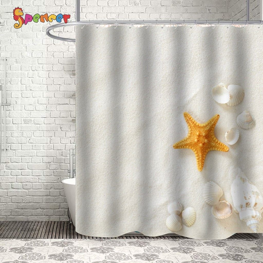 Spencer 71" x 71" Bathroom Shower Curtain Ocean Tropical Sea Fishes Shell Water Resistant Bath
