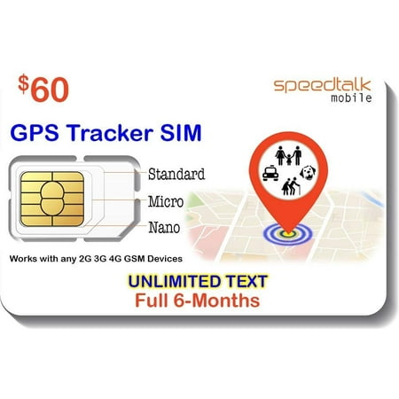 $60 GSM SIM Card for GPS Trackers - Pet Kid Senior Vehicle Tracking Devices - 6 Months Service