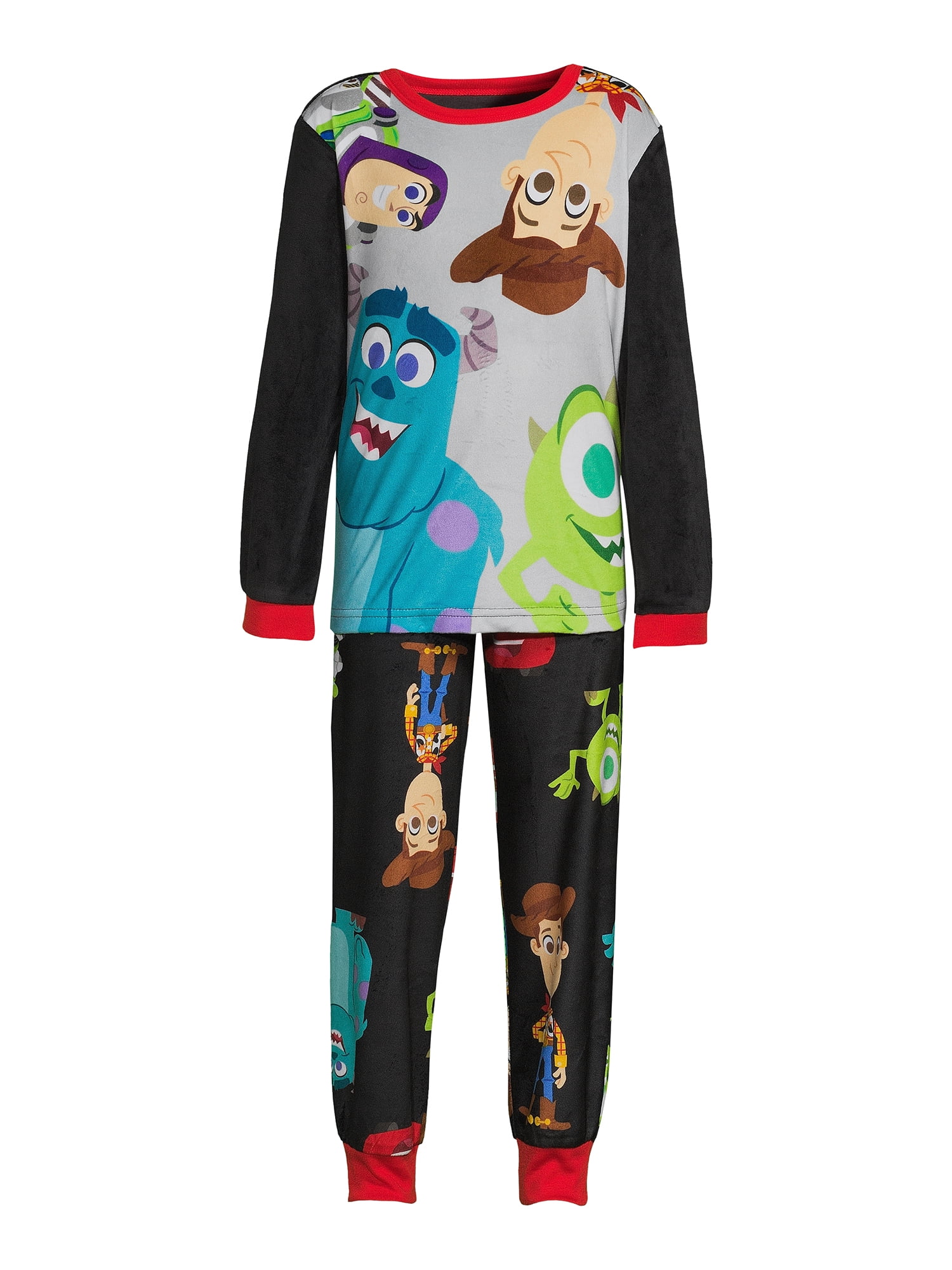 Disney 100 Boys Perfect Pixar Peeking Long Sleeve Top and Pants, 2-Piece Sleep Set, Sizes 4-12