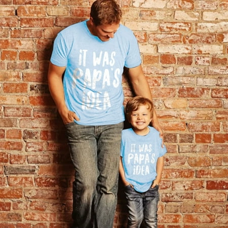 

nsendm Holiday Matching Family Pajamas Kid It Was Papa S Idea Funny T Shirt Funny Family Dad Mom Silk Pajamas Set Family Suit Light Blue 8-9 Years