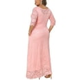 thumbnail image 3 of Agnes Orinda Women's Plus Size Easter Flowy Dresses Floral Lace Scoop Neck 3/4 Sleeves Evening Wedding Cocktail Maxi Dress 4X Pink, 3 of 6