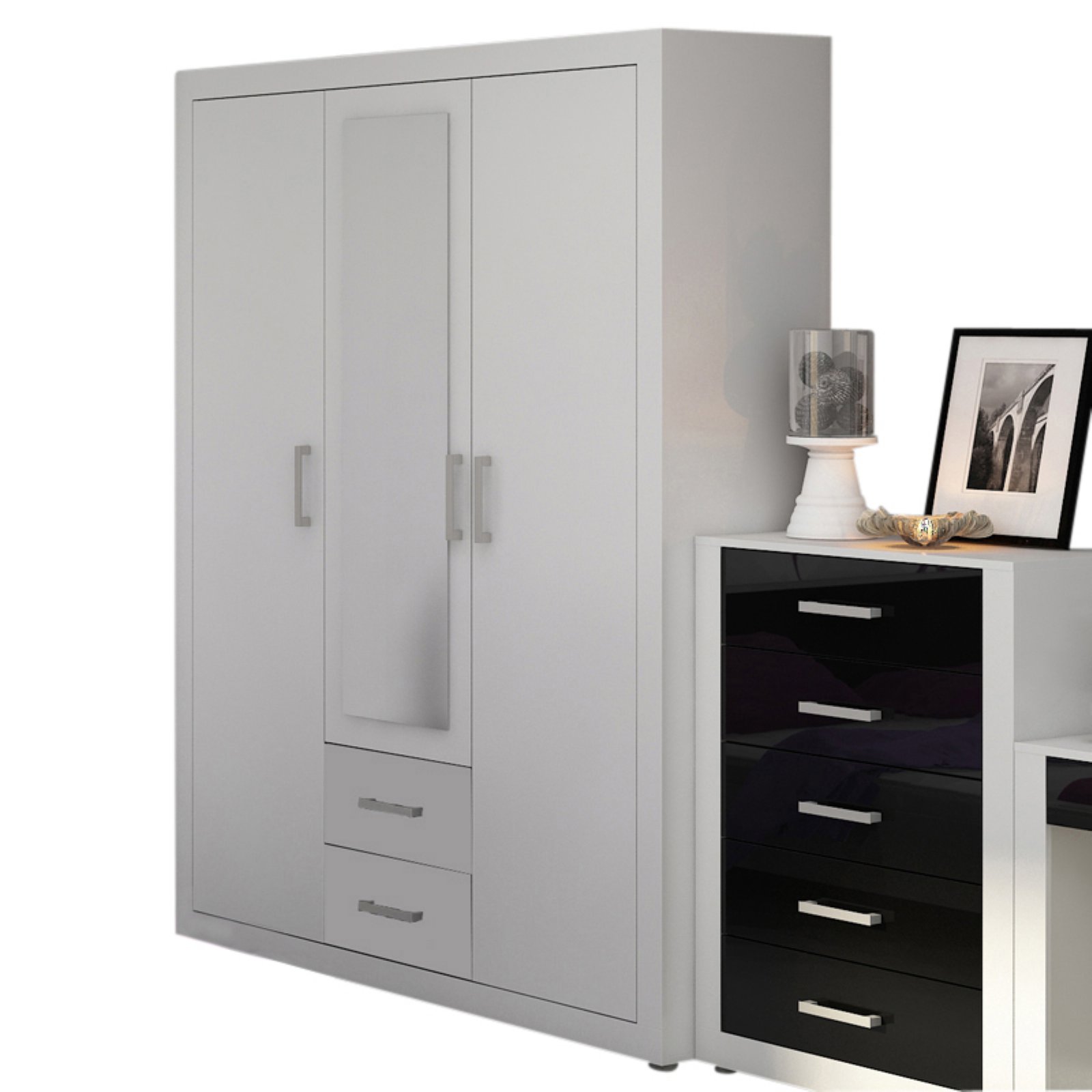 Furniture Agency Viki 2 Drawer Wardrobe With Mirror Walmart Com