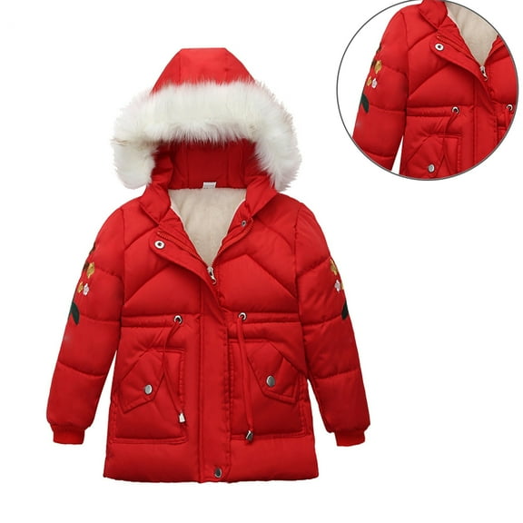 Kids Girls Winter Coat Puffer Jacket Zip up Long Sleeve Windproof Jacket Outwear Hooded Down Jacket Jackets for Kids Girls 4-5 Years