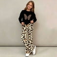 thumbnail image 5 of Spazoro Girls Outfit Set, Long Sleeve Animal Print Elastic Waist Loose Fit Crewneck Flared Leg Casual Graphic Top and Pants 2 Piece Outfits Black Size 12-13, 5 of 8