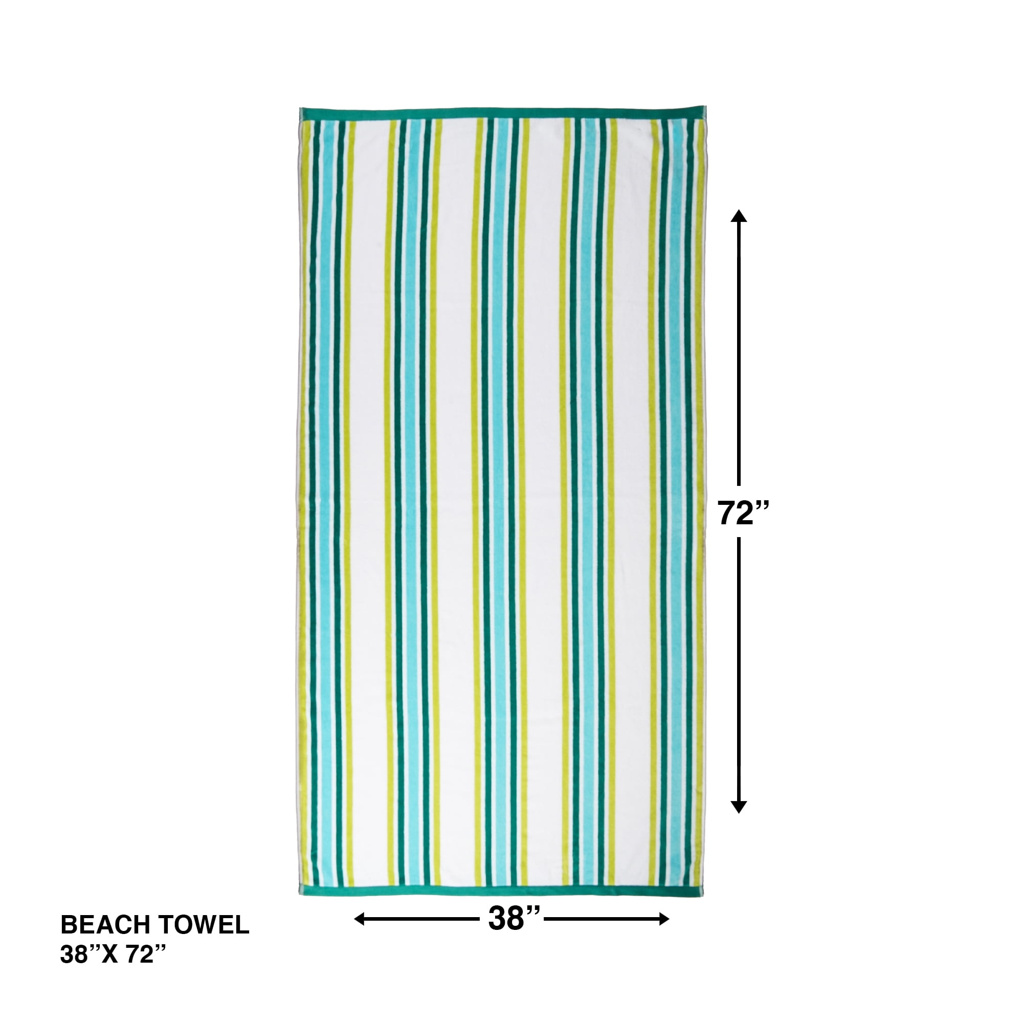 Better Homes & Gardens Oversized Cotton Blend Cabana Beach Towel, 72" x 38", Green