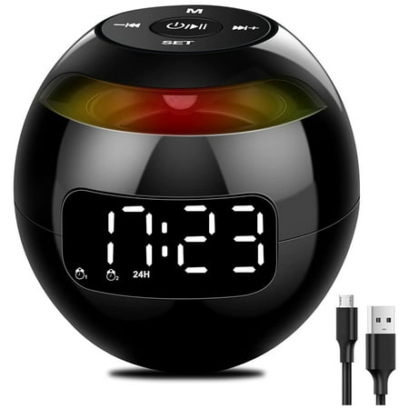 

Alarm Clock Bluetooth Speaker Digital Alarm Clock Touch Control with LED Display Support 7 Colorful Light USB Charger