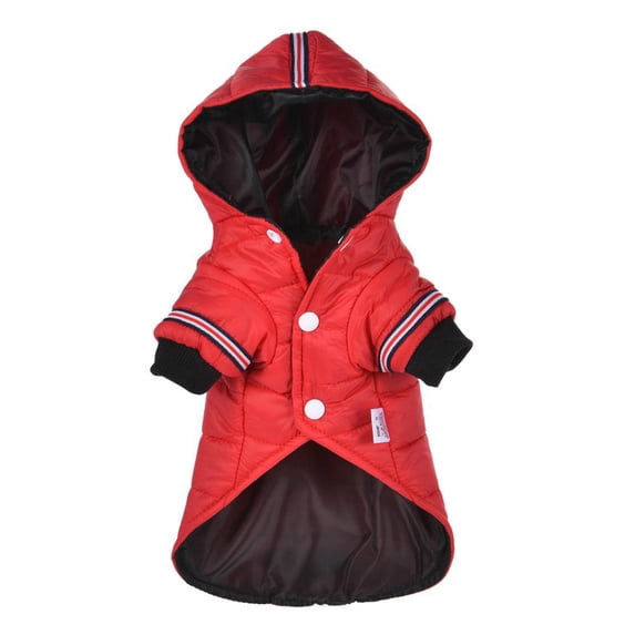 Maynos Hooded Down Jacket Waterproof Jumpsuit, Padded Dog Clothes, Red, M 11.42"*11.02"*14.17"