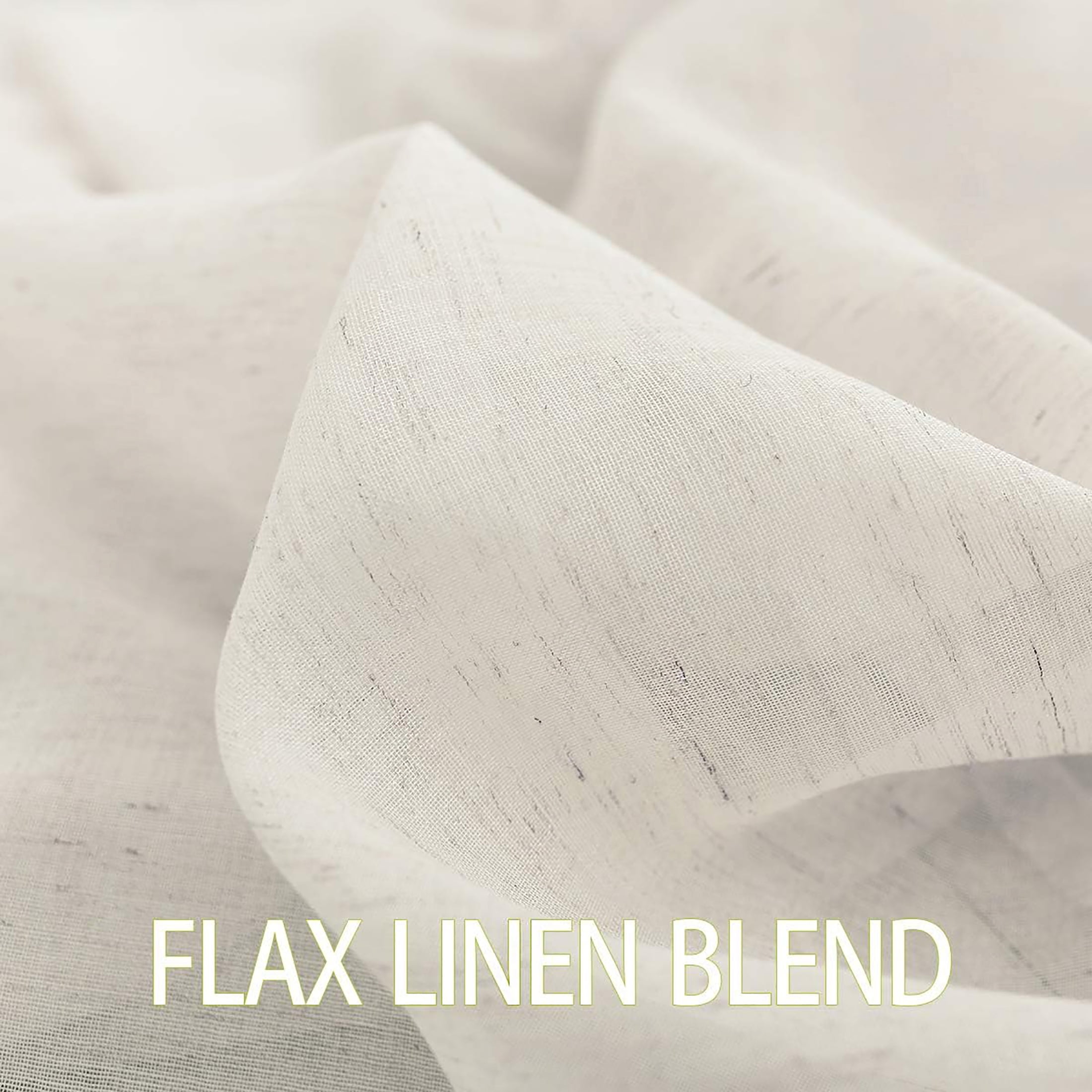 Decoultimatex Falx Linen Sheer Window Curtain Panels for Living Room Vintage Linen Sheer Curtain, Natural, Grommet, 52"x84"x2