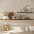 thumbnail image 3 of Dumekko Large Floating Shelves for Wall Set of 2 Wooden Wall Shelves 24 in x 12.75 in x 2 in Room Decor Long Shelf with Invisible Wall Mount Bracket for Bedroom, Kitchen, Living Room, Rustic Brown, 3 of 8