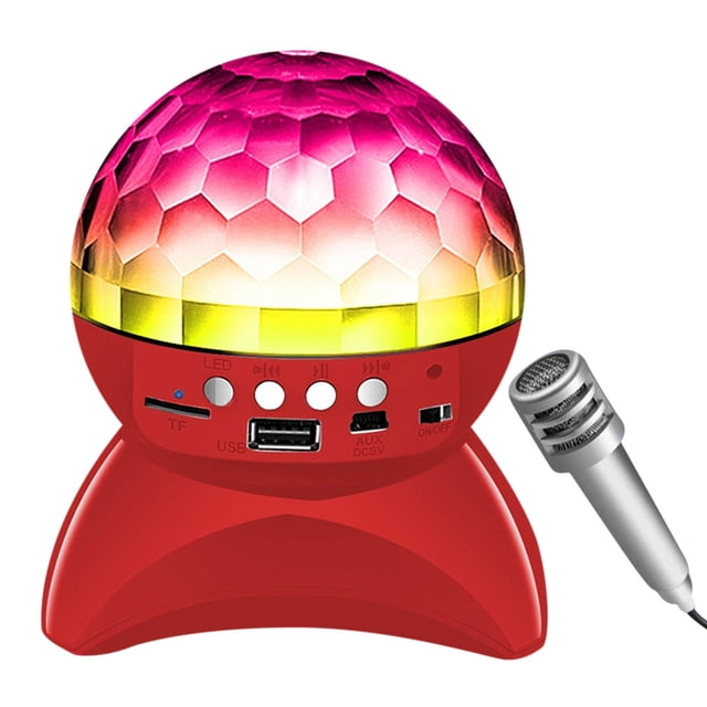 Bluetooth Party Speaker With Disco Ball LED Lights FM Radio AUX Input And Microphone 3 W Output 45 mm Driver 12.5 cm Height