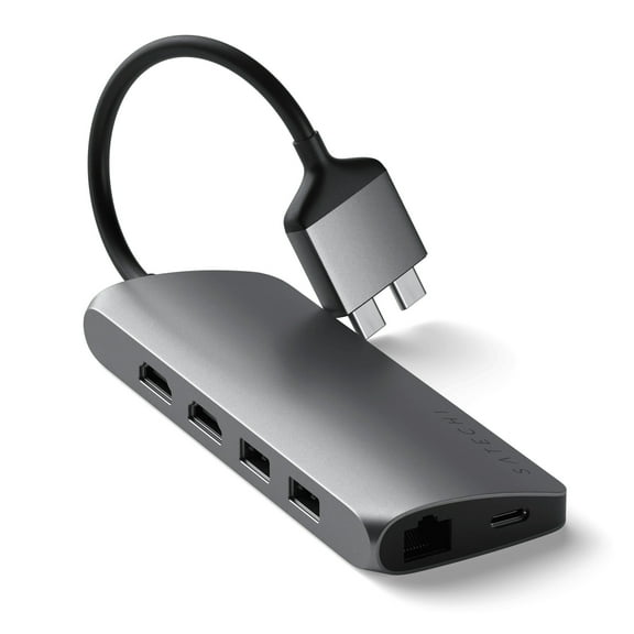 Satechi USB Type-C Dual Multimedia Adapter for Select Apple MacBooks and Mac Mini, Space Gray