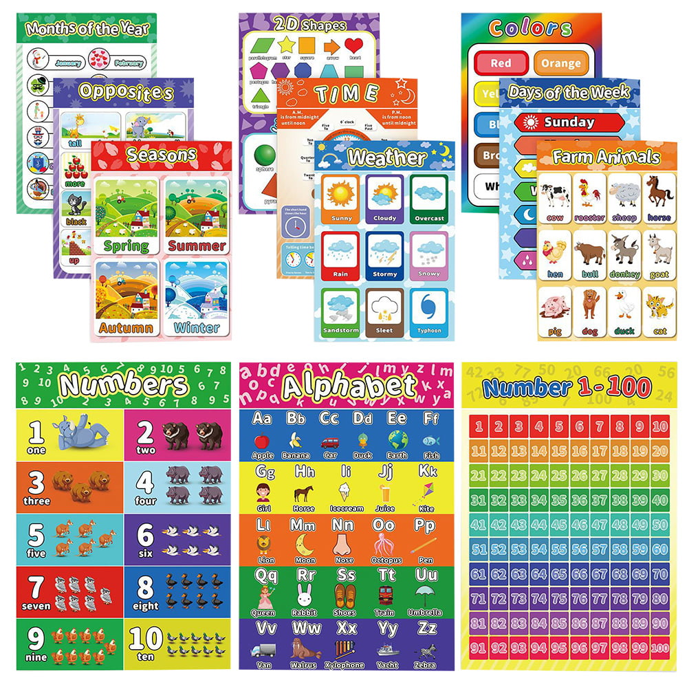 Details about   10PCS Kids Preschoolers Educational Preschool Posters Charts for Kindergarten US 