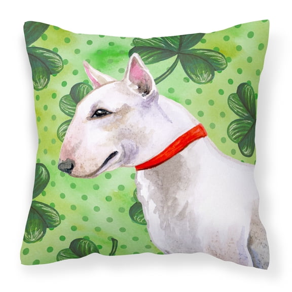 Carolines Treasures BB9867PW1414 Bull Terrier St Patricks Fabric Decorative Pillow  14Hx14W multicolor
