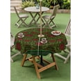 thumbnail image 4 of Outdoor Tablecloths with Umbrella Hole & Zipper, Vintage Red Roses Round Tablecloth 54 Inch, Green Abstract Art Floral Ethnic Waterproof Table Cloth, Patio/Pool/Picnic Table Covers, 4 of 8
