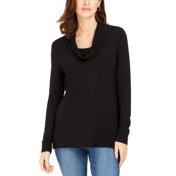Charter Club Women's Cowlneck Top Black Size Small