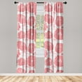 thumbnail image 3 of Ambesonne Nature Curtains, Red Flowers Floral Drawings, Pair of 28"x84", Pastel Pink and White, 3 of 5
