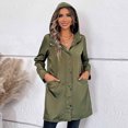 thumbnail image 5 of Lovskoo Women's Trench Coat Windbreaker Long Sleeve Solid Thin Hooded Zipper Casual Sport Coat Olive Green, 5 of 7
