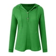 thumbnail image 4 of Kaprioy Womens Long Sleeve Tops Pullover V Neck Sweatshirts Waffle Fall Fashion Trendy Button Hoodies Green, S, 4 of 6