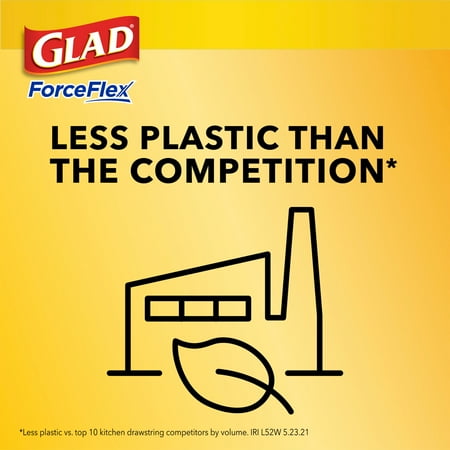 Glad ForceFlex Tall Kitchen Drawstring Trash Bags, 13 Gallon, Gain Lemon Zest, 40 Count