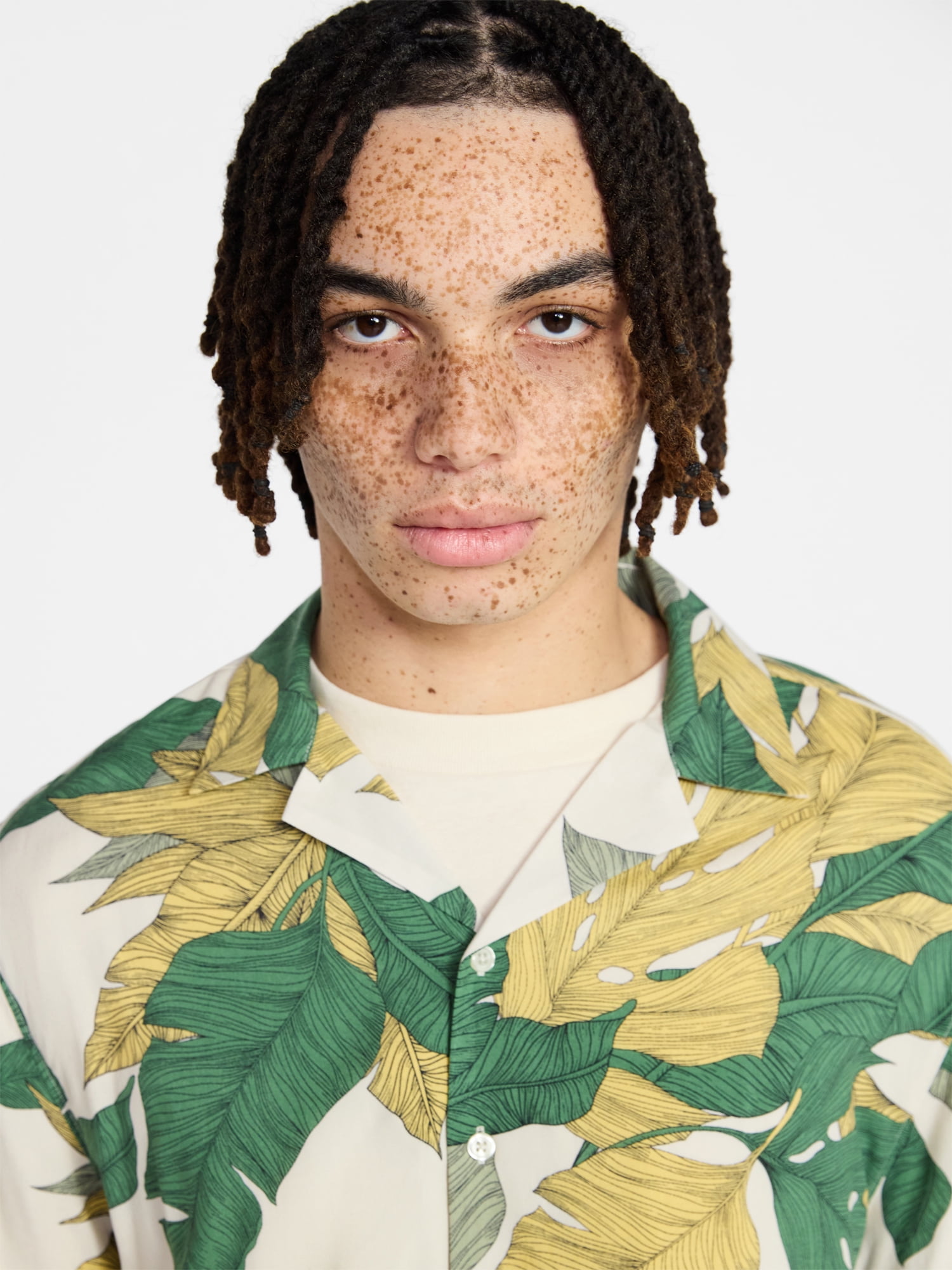 No Boundaries Rayon Shirt with Short Sleeves, Men's and Big & Tall XS-4XLT