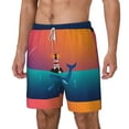 thumbnail image 2 of Balery Lighthouse and Whale Mens Swim Trunks Swim Shorts for Men Quick Dry Inseam Beach Shorts with Compression Liner Pocket-Medium, 2 of 9