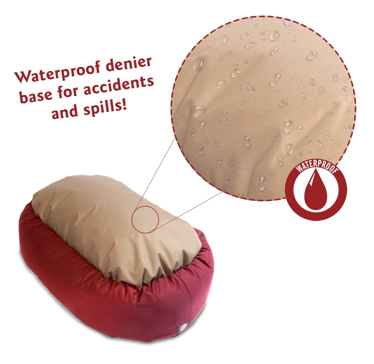 Majestic Pet Poly/Cotton Bagel Pet Bed for Dogs, Calming Dog Bed Washable, Small, Red