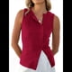 thumbnail image 1 of Chaleco Abotonado para Mujer, Camiseta Sin Mangas de Verano Acanalada con Botones, Camisa Acanalada con Abertura Frontal, Top Elegante Sin Mangas y Ajustado A Rojo S, 1 of 6