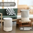thumbnail image 6 of Sea Team Stripe Pattern Laundry Hamper Canvas Fabric Laundry Basket Collapsible Storage Bin with PU Leather Handles and Drawstring Closure, 17.7 by 13.8 inches, Waterproof Inner, Grey, 6 of 7