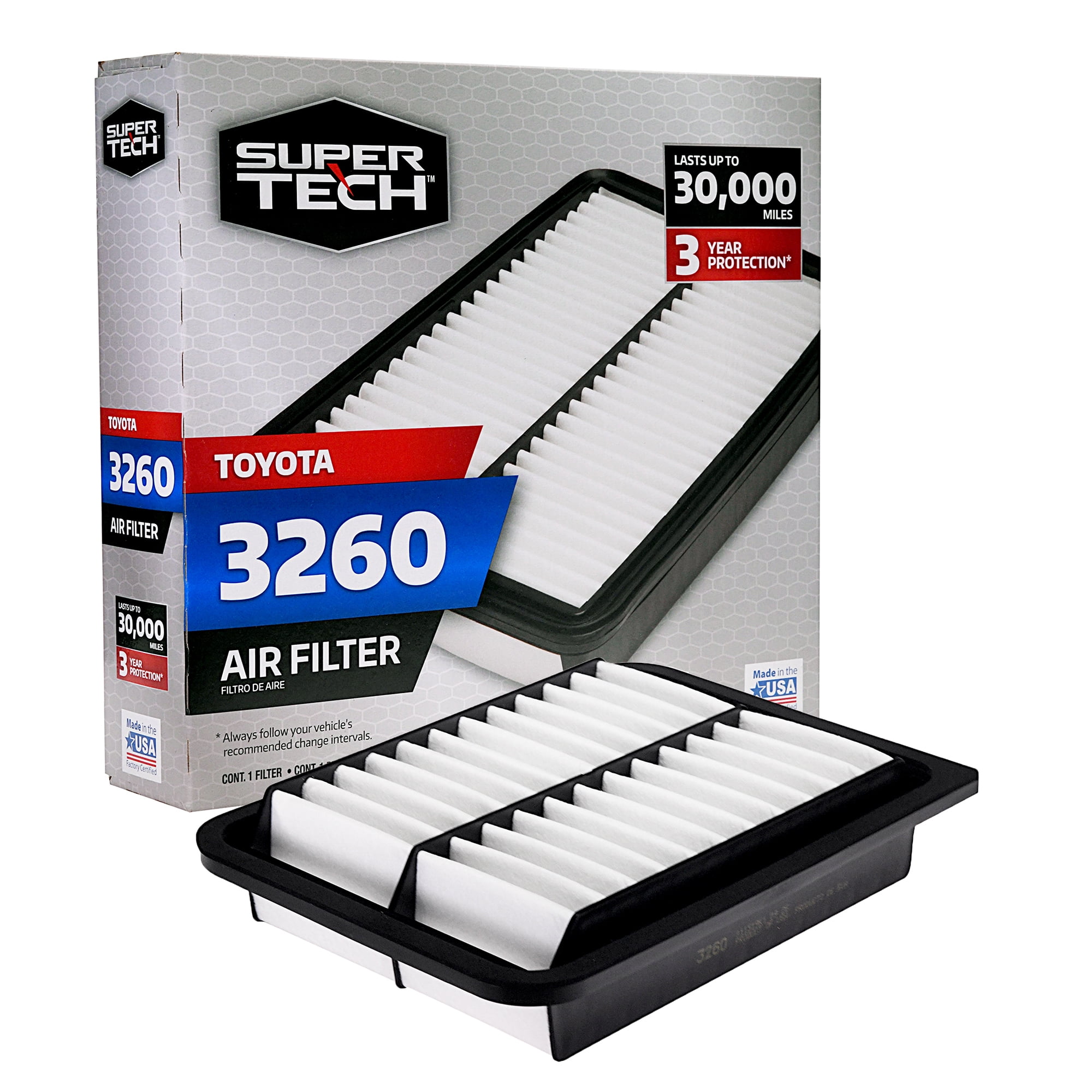 Super Tech 3260 Engine Air Filter, Replacement Filter for Toyota Fits select: 2009-2019 TOYOTA COROLLA, 2007-2019 TOYOTA YARIS